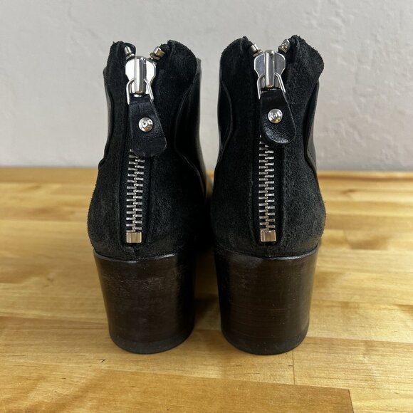 Moma Design Leather‎ Black Ankle Boots Block Heel Made in Italy Size 37 - Picture 6 of 13